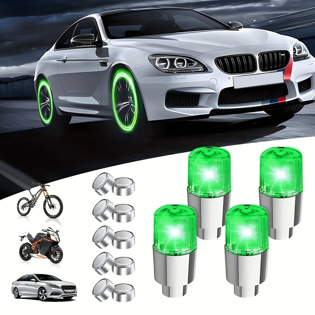4pcs Colorful Spinner Bike Wheel Lights - Easy Install, Durable PVC, Battery-Powered Tire & Hub Decorations